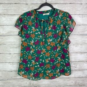 Beacon Apparel Tie Front Blouse Size Large